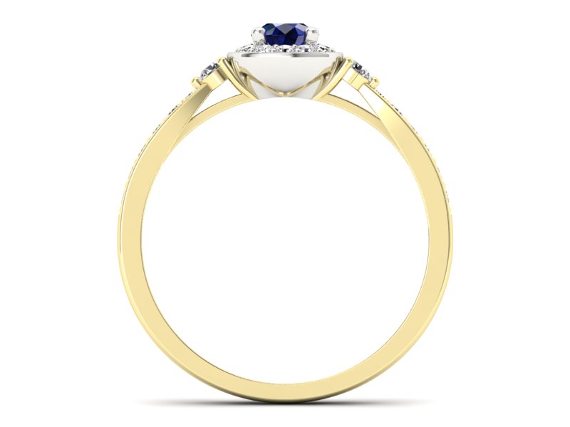 Złoty pierścionek z szafirem i brylantami - p16582zbsz - 2