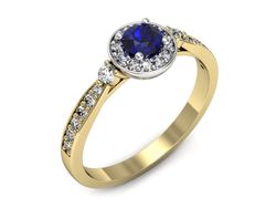 Pierścionek z szafirem i diamentami złoto 585 - p16582zbszc