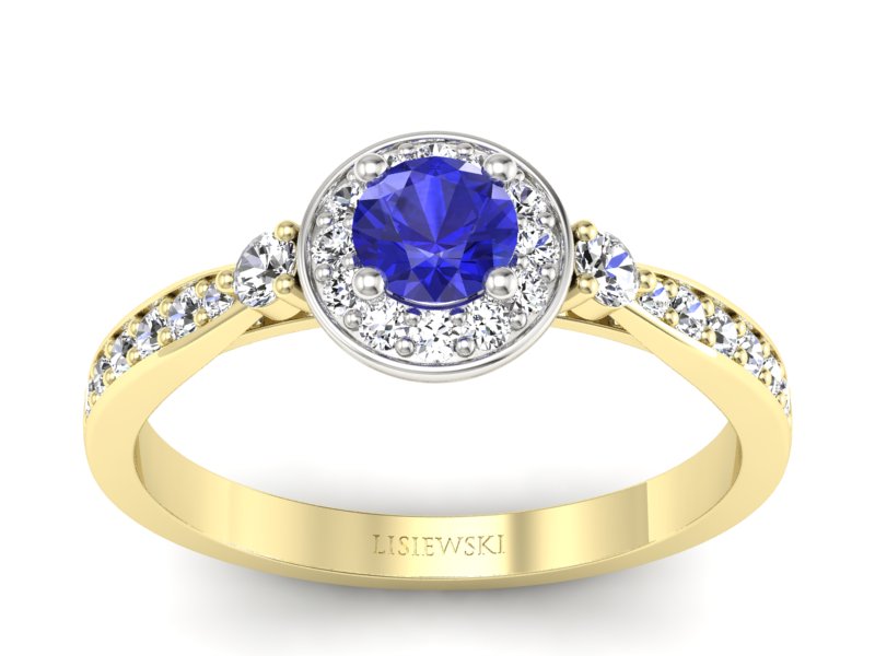 Pierścionek z szafirem i diamentami - p16582zbszc - 1