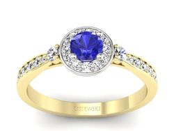 Pierścionek z szafirem i diamentami - p16582zbszc
