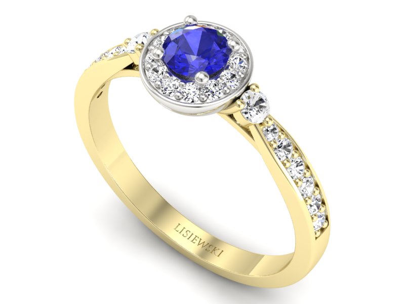 Pierścionek z szafirem i diamentami - p16582zbszc - 3