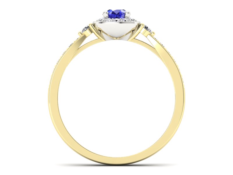 Pierścionek z szafirem i diamentami - p16582zbszc - 2