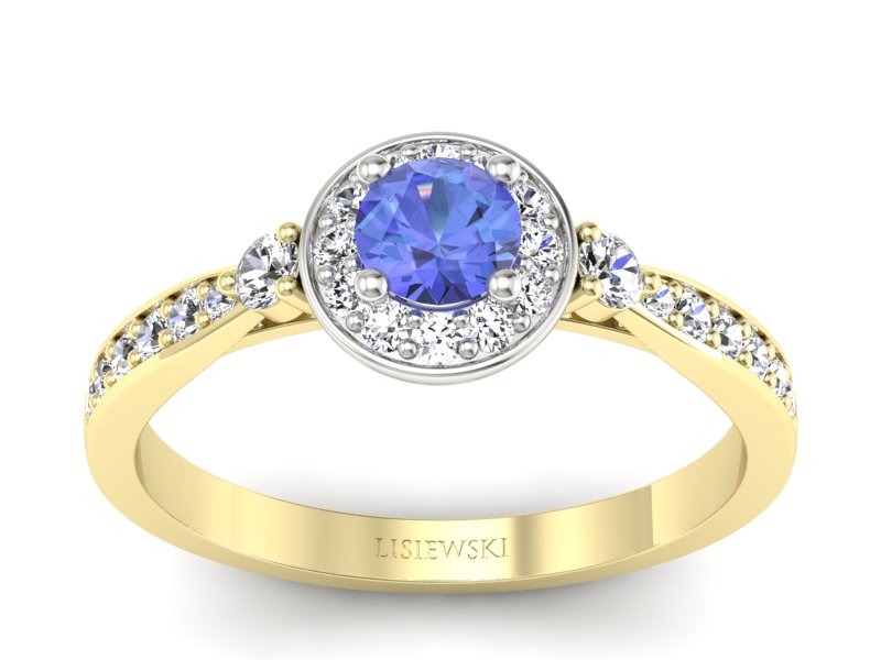 Pierścionek z tanzanitem i brylantami - p16582zbt - 1