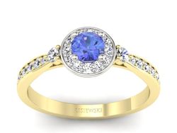 Pierścionek z tanzanitem i brylantami - p16582zbt