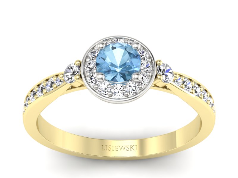 Pierścionek z topazem i brylantami - p16582zbtp - 1