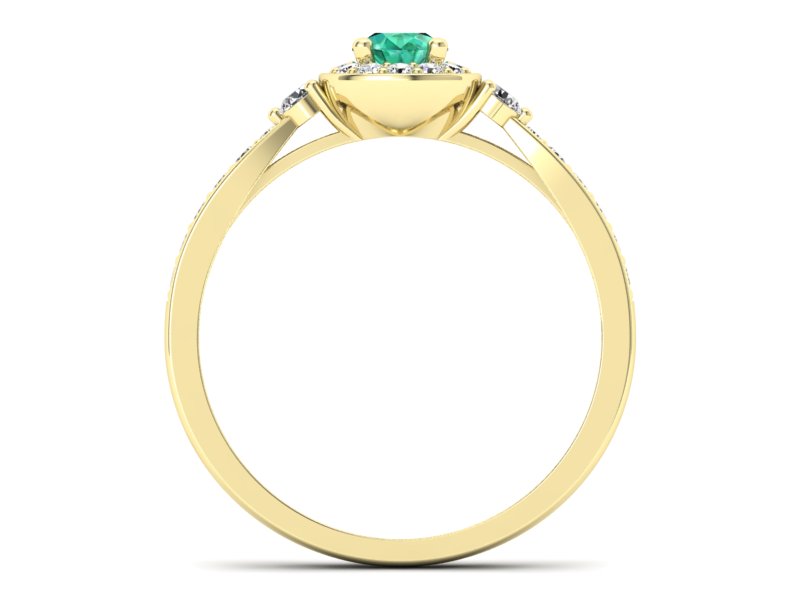 Złoty pierścionek ze szmaragdem i diamentami - p16582zsm - 2