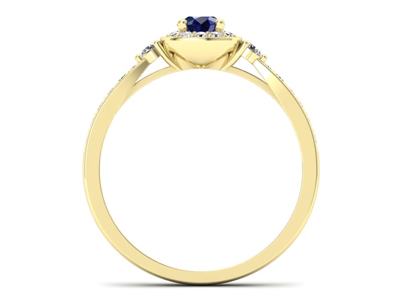 Złoty pierścionek z szafirem i brylantami - p16582zsz - 2