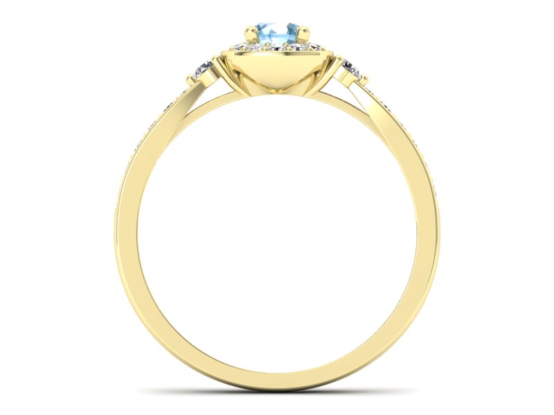 Pierścionek z topazem i brylantami żółte złoto - p16582ztp - 2