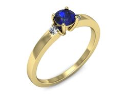 Złoty pierścionek z szafirem i diamentami - p16584zszc