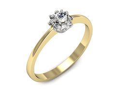 Pierścionek z diamentami żółte i białe złoto 585 - p16586zb