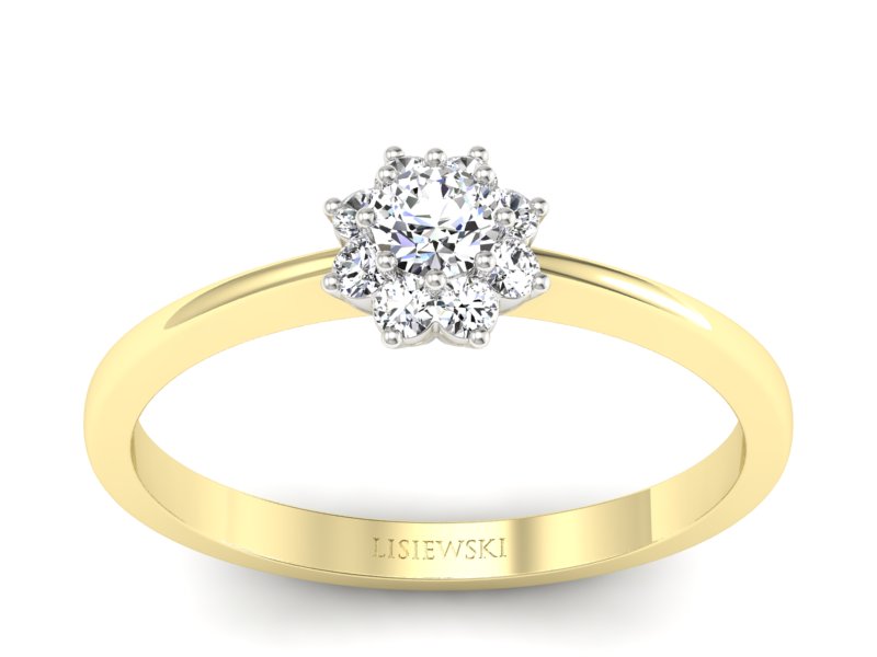 Pierścionek z diamentami żółte i białe złoto - p16586zb - 1