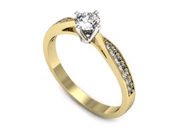 Pierścionek z diamentami żółte i białe złoto 585 - p16587zb