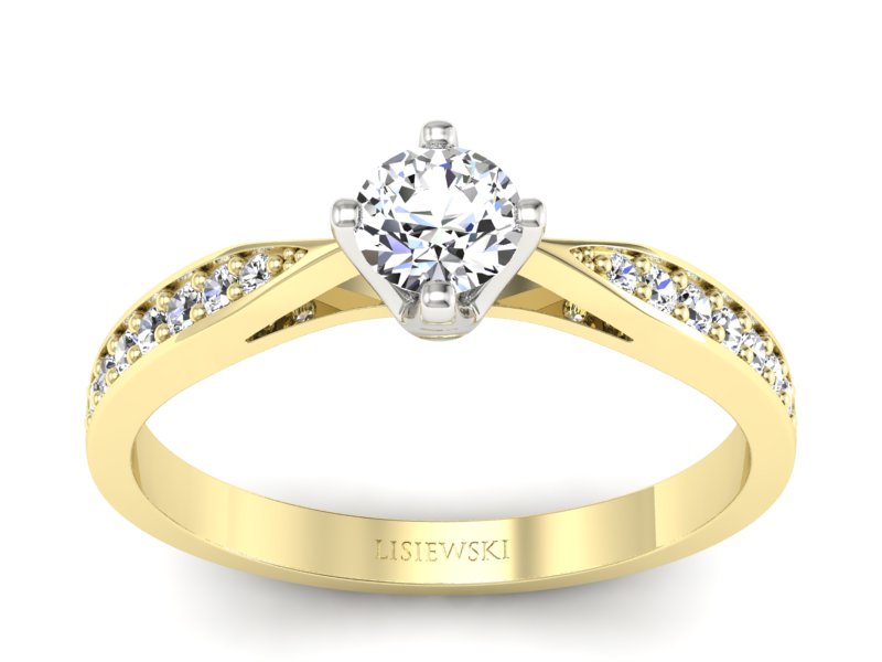 Pierścionek z diamentami żółte i białe złoto - p16587zb - 1