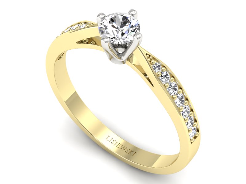 Pierścionek z diamentami żółte i białe złoto - p16587zb - 3