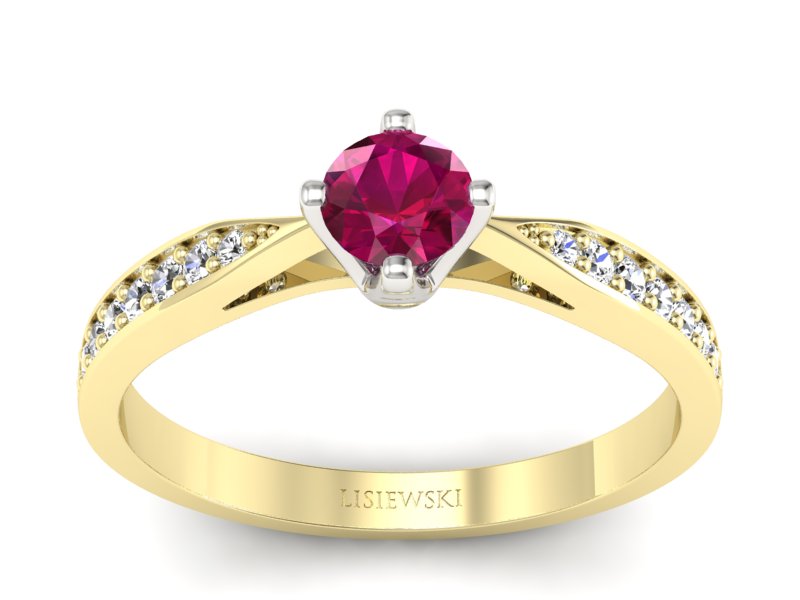 Pierścionek z rubinem i diamentami - p16587zbr - 1