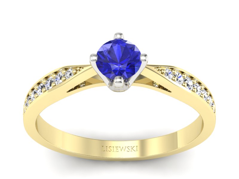 Pierścionek z szafirem i diamentami - p16587zbszc - 1