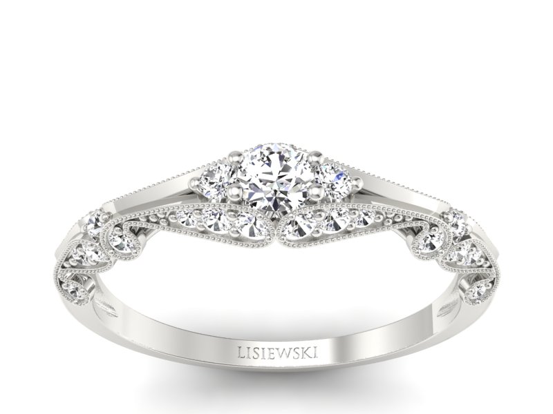 Złoty Pierścionek z brylantami białe złoto 585 - p16589b - 1