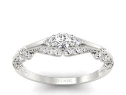 Złoty Pierścionek z brylantami białe złoto 585 - p16589b