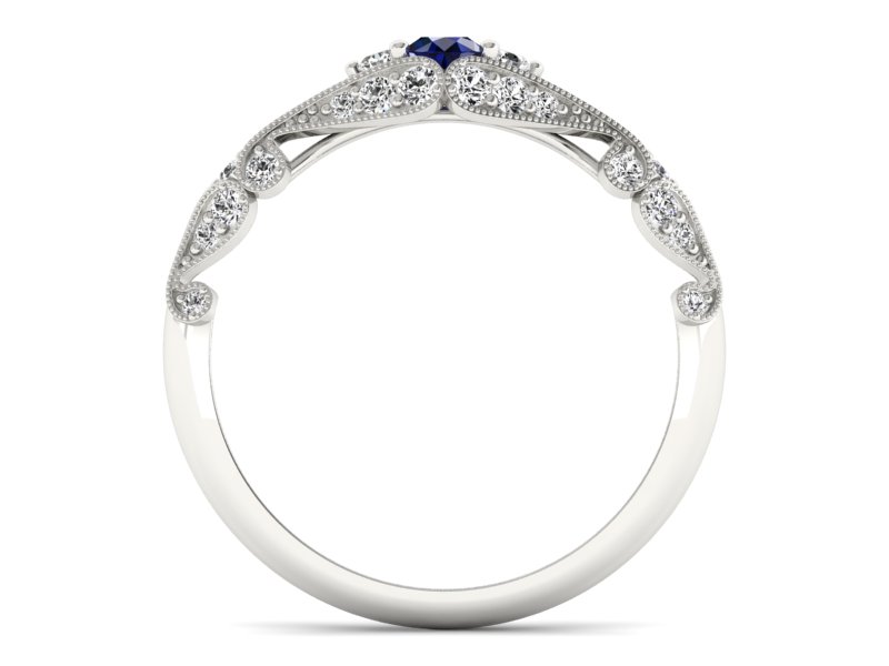 Pierścionek z szafirem i diamentami białe złoto - p16589bsz - 2