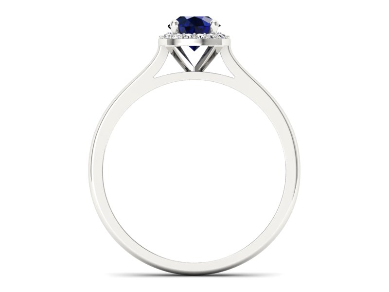 Pierścionek z szafirem i brylantami białe złoto - p16590bsz - 2