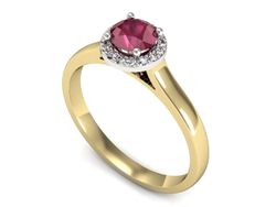 Pierścionek z rubinem i diamentami złoto 585 - p16590zbr