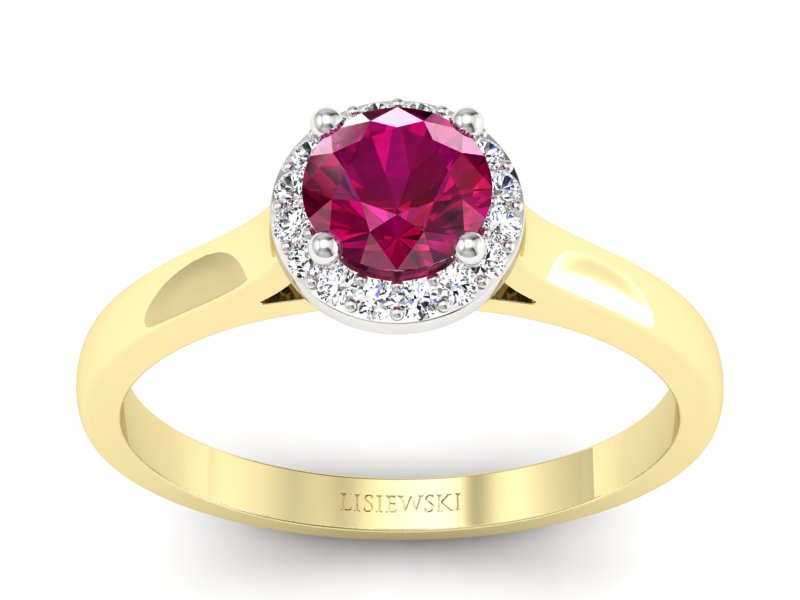 Pierścionek z rubinem i diamentami - p16590zbr - 1