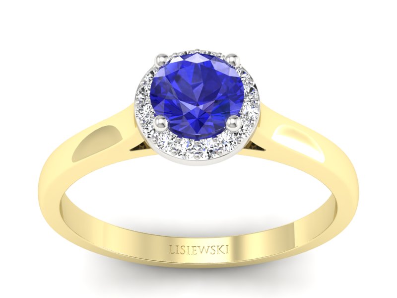 Pierścionek z szafirem i diamentami - p16590zbszc - 1