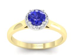 Pierścionek z szafirem i diamentami - p16590zbszc