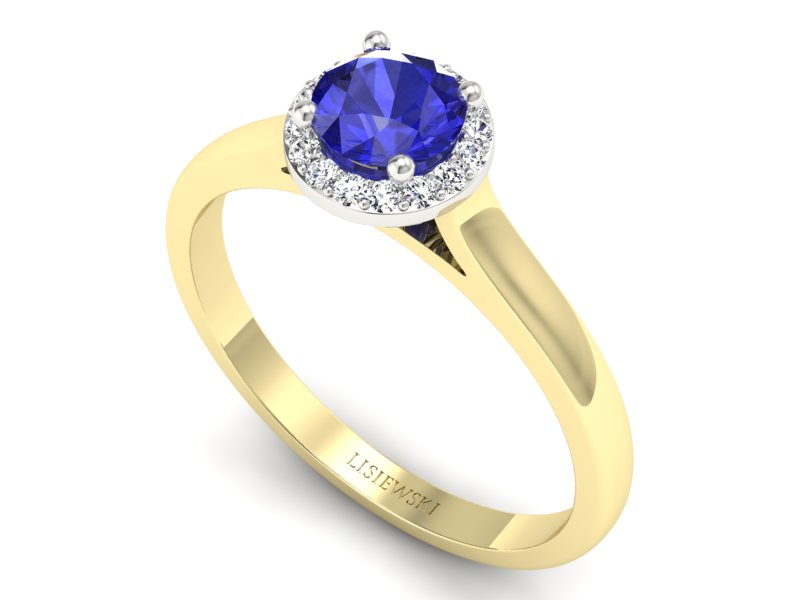 Pierścionek z szafirem i diamentami - p16590zbszc - 3