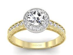 Pierścionek z diamentami żółte i białe złoto 585 - p16591zb