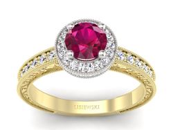 Pierścionek z rubinem i diamentami złoto 585 - p16591zbr