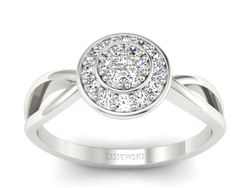 Złoty pierścionek z brylantami białe złoto - p16592b
