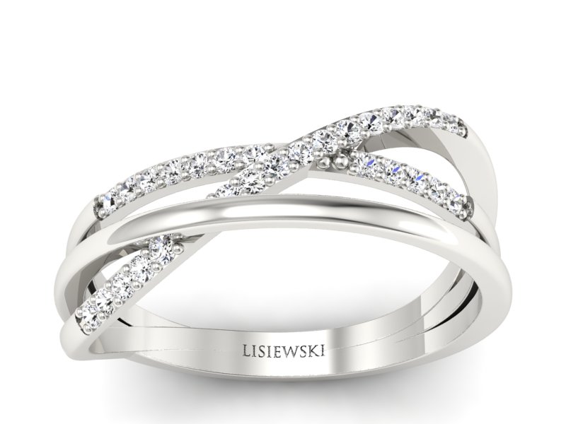 Złoty pierścionek z brylantami białe złoto - p16593b - 1