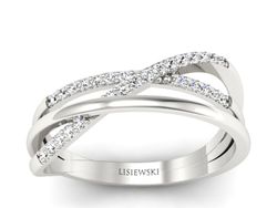 Złoty pierścionek z brylantami białe złoto - p16593b