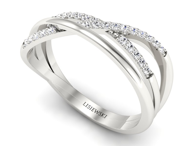 Złoty pierścionek z brylantami białe złoto - p16593b - 3