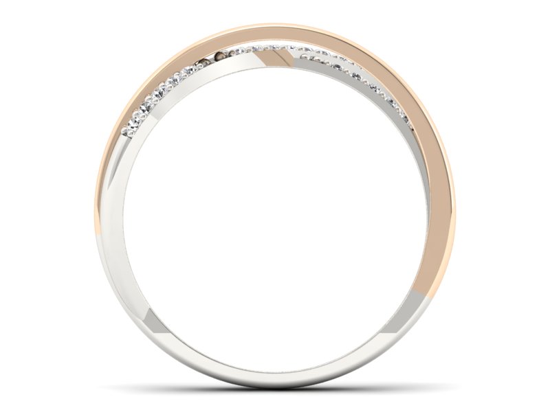 Pierścionek z brylantami białe i różowe złoto - p16593bc - 2