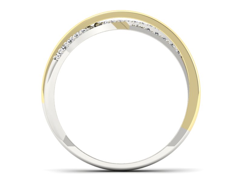 Pierścionek z brylantami białe żółte złoto - p16593bz - 2