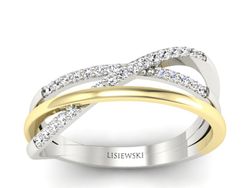 Pierścionek z brylantami białe żółte złoto - p16593bz