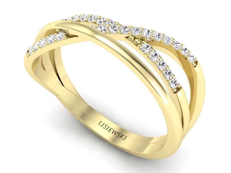 Złoty pierścionek z brylantami żółte złoto - p16593z - 3