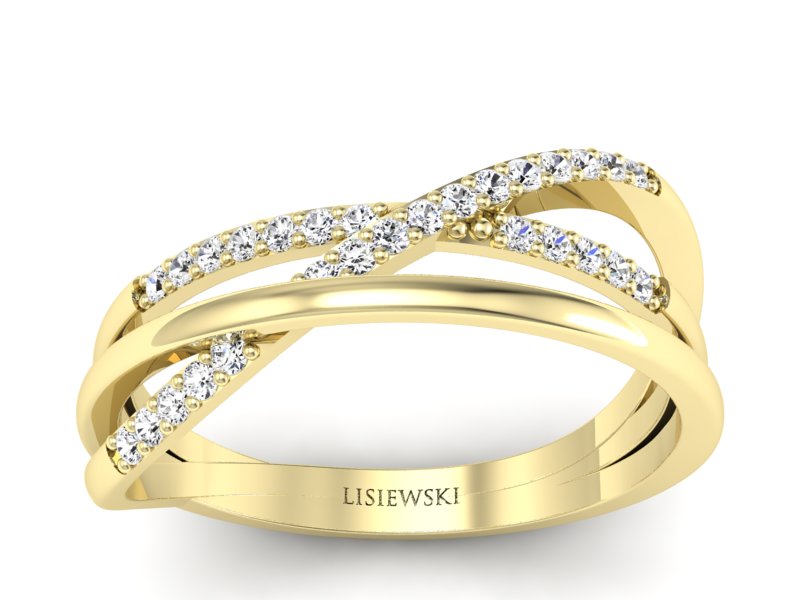 Złoty pierścionek z brylantami żółte złoto - p16593z - 1