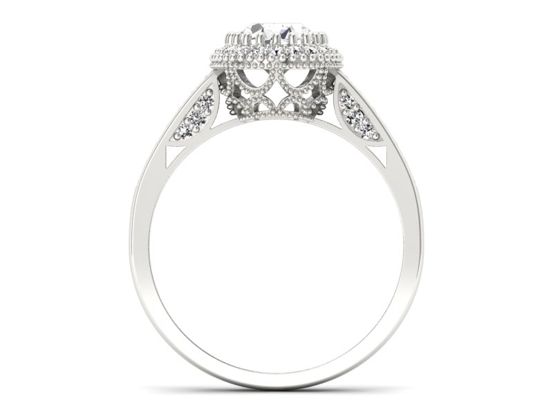 Złoty pierścionek z diamentami białe złoto - p16595b - 2