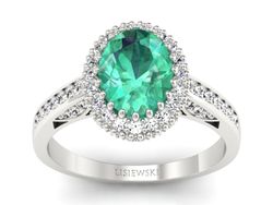 Złoty pierścionek ze szmaragdem i brylantami - p16595bsm