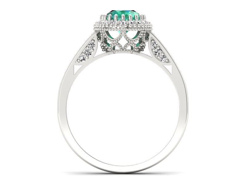 Złoty pierścionek ze szmaragdem i brylantami - p16595bsm - 2