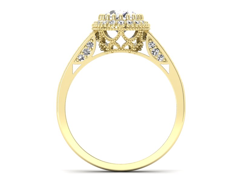 Złoty pierścionek z diamentami żółte złoto - p16595z - 2