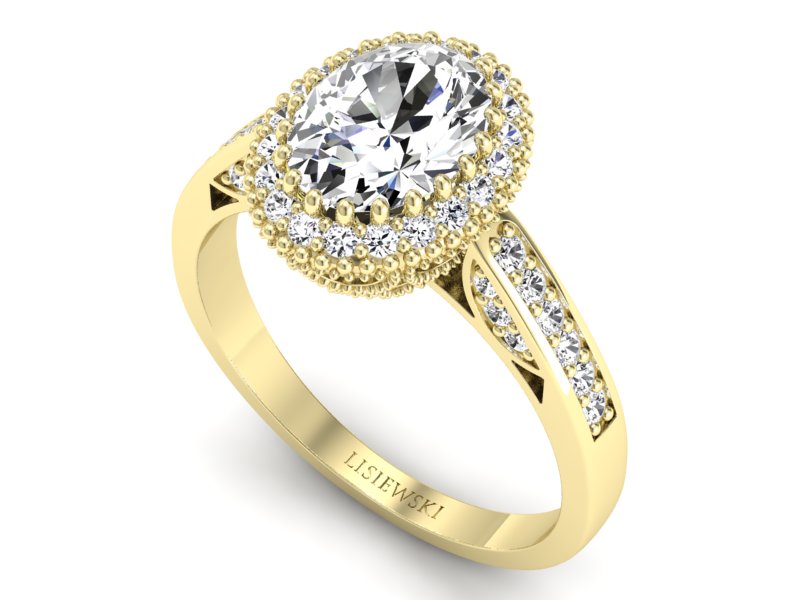 Złoty pierścionek z diamentami żółte złoto - p16595z - 3