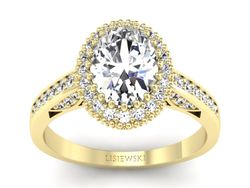 Złoty pierścionek z diamentami żółte złoto - p16595z