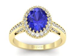 Złoty pierścionek z szafirem i diamentami - p16595zszc