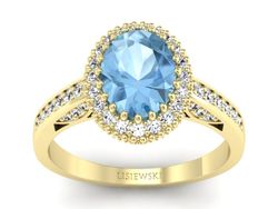 Pierścionek z topazem i brylantami żółte złoto - p16595ztp