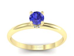Złoty pierścionek z szafirem i brylantami - p16596zszc