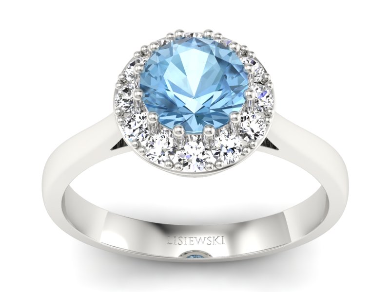 Pierścionek z topazem i brylantami białe złoto - p16597btp - 1